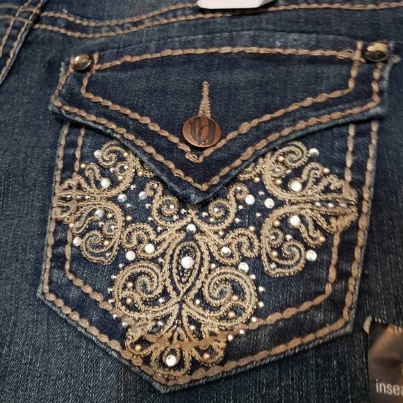 New Nine West Jeans Womens Adela Wash Bling Denim Capri Cropped Size 4/27 Bling - Picture 8 of 12